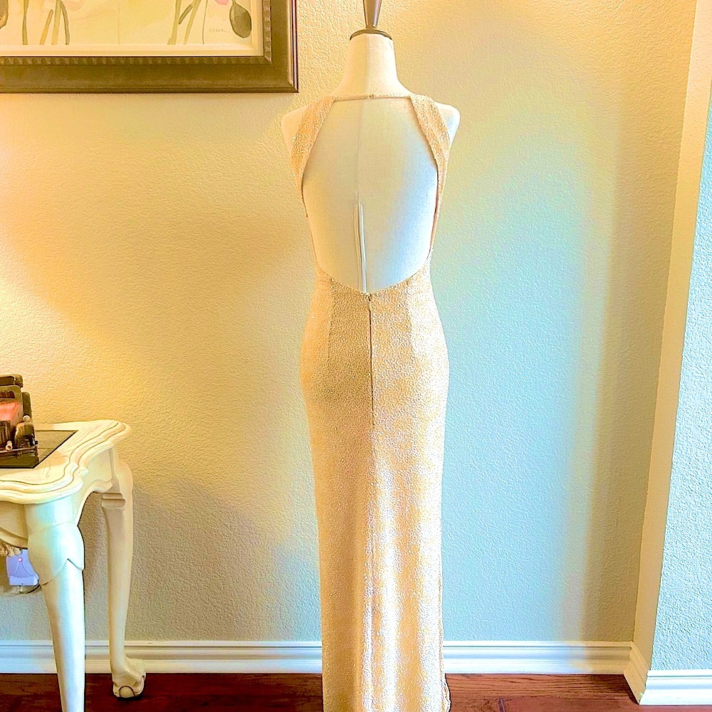 Cache Beaded Peach Tone Embellished Shine Evening… - image 3